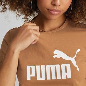 PUMA Classic Logo Short Sleeve Tee Brown White Women’s Size Medium